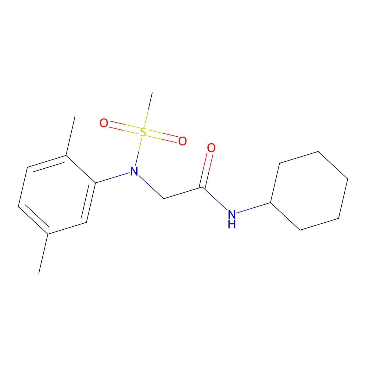N-cyclohexyl-2-(2,5-dimethyl-N-methylsulfonylanilino)acetamide molecular structure, CAS 333458-54-1