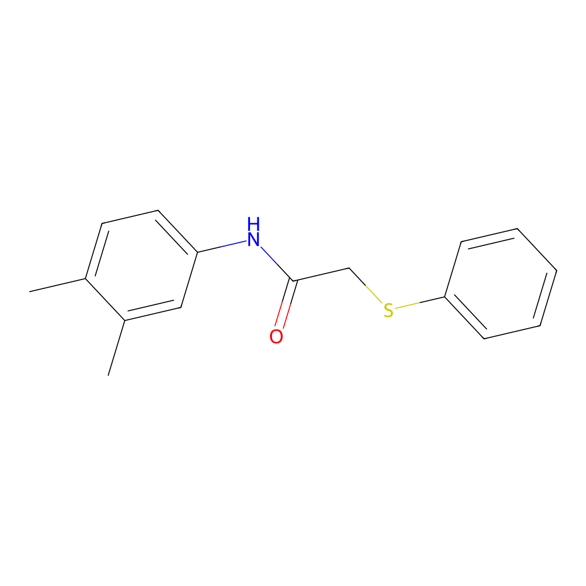 N-(3,4-dimethylphenyl)-2-phenylsulfanylacetamide molecular structure, CAS 333458-72-3