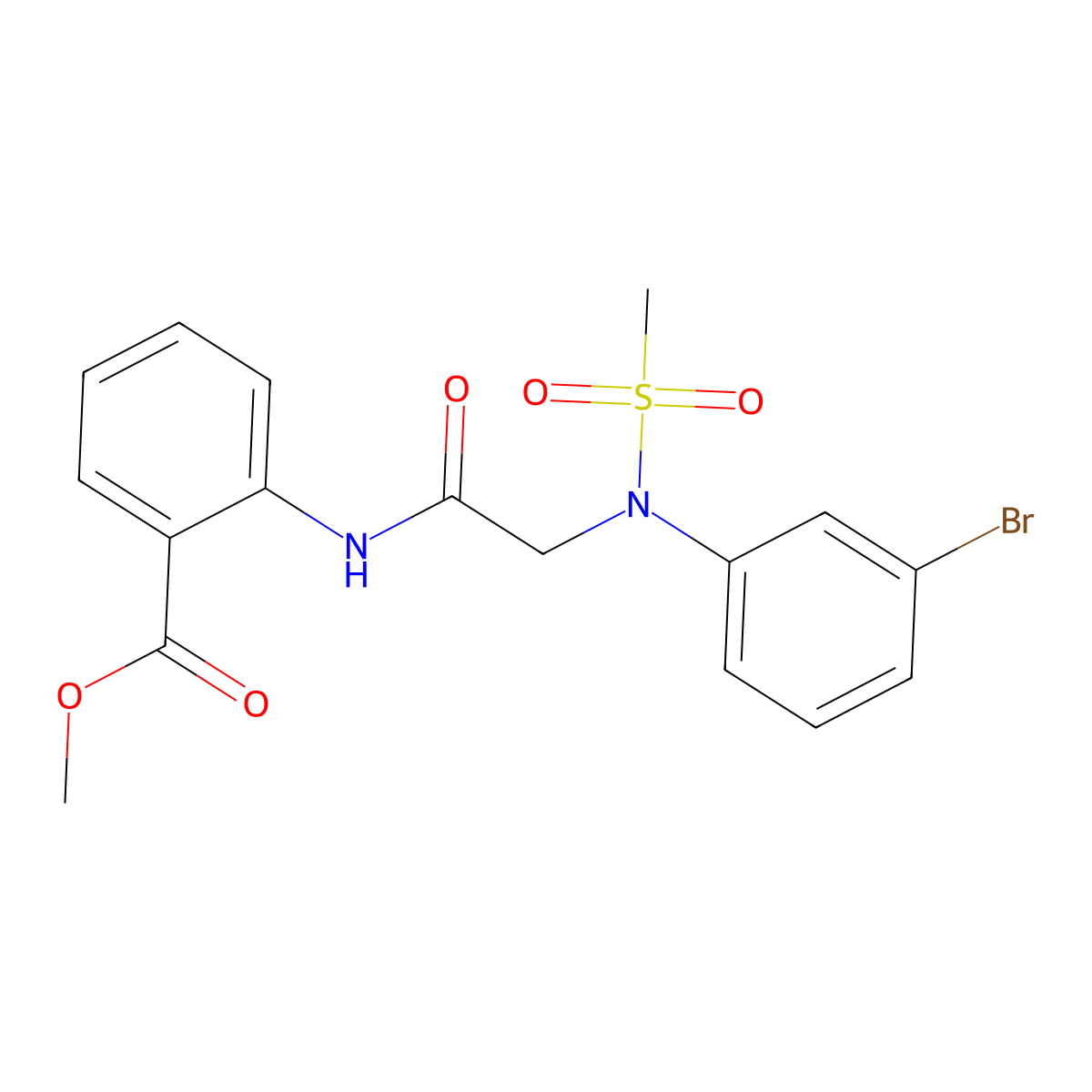 methyl 2-{[N-(3-bromophenyl)-N-(methylsulfonyl)glycyl]amino}benzoate molecular structure, CAS 333458-93-8
