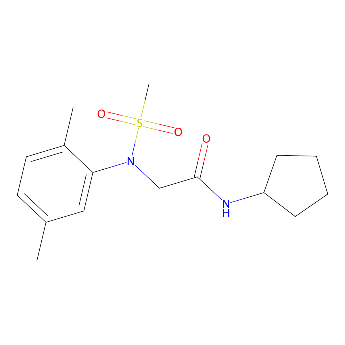 N-Cyclopentyl-2-[(2,5-dimethylphenyl)(methylsulfonyl)amino]acetamide molecular structure, CAS 333459-20-4