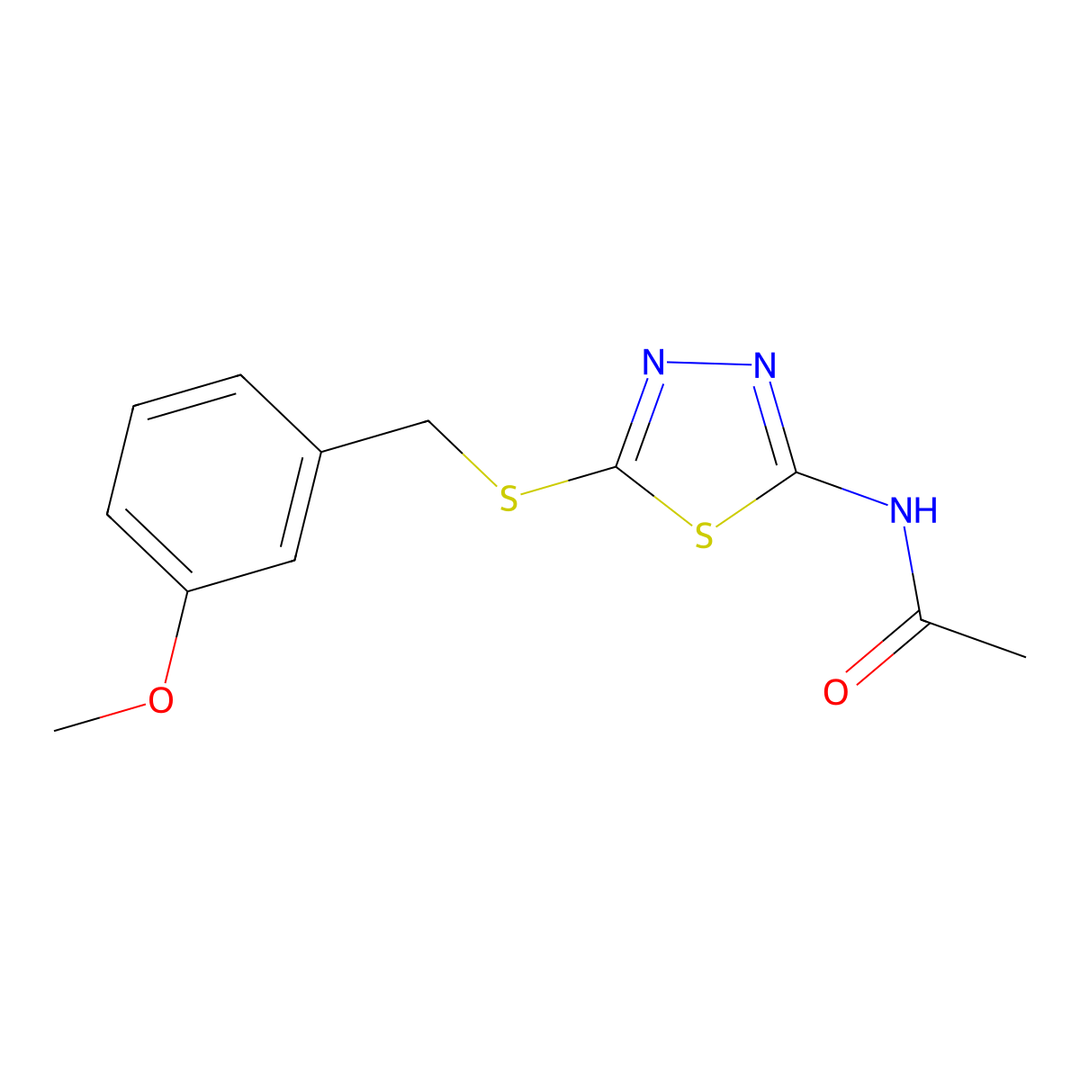 N-{5-[(3-methoxybenzyl)sulfanyl]-1,3,4-thiadiazol-2-yl}acetamide molecular structure, CAS 333459-61-3