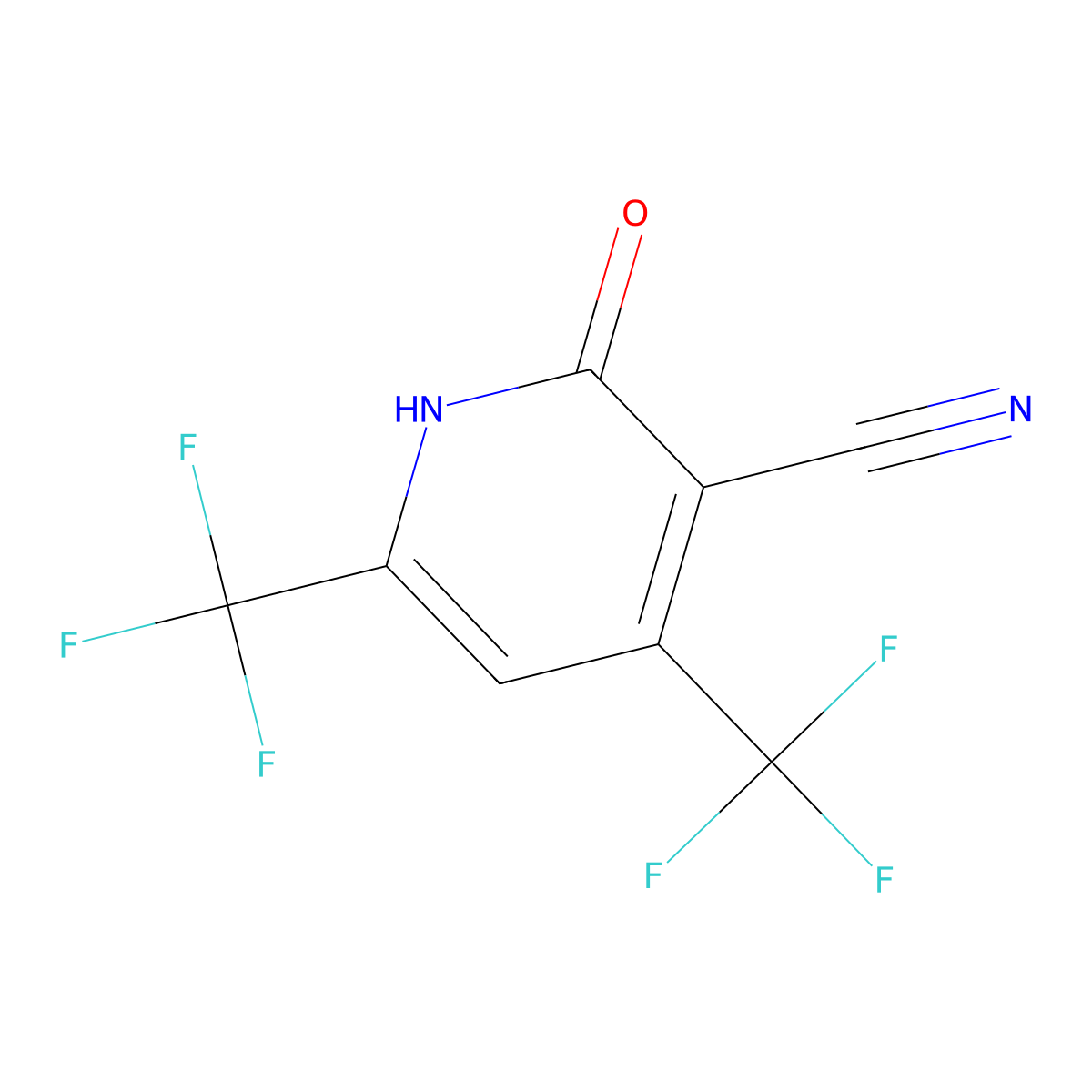 2-Oxo-4,6-bis(trifluoromethyl)-1,2-dihydropyridine-3-carbonitrile molecular structure, CAS 3335-15-7