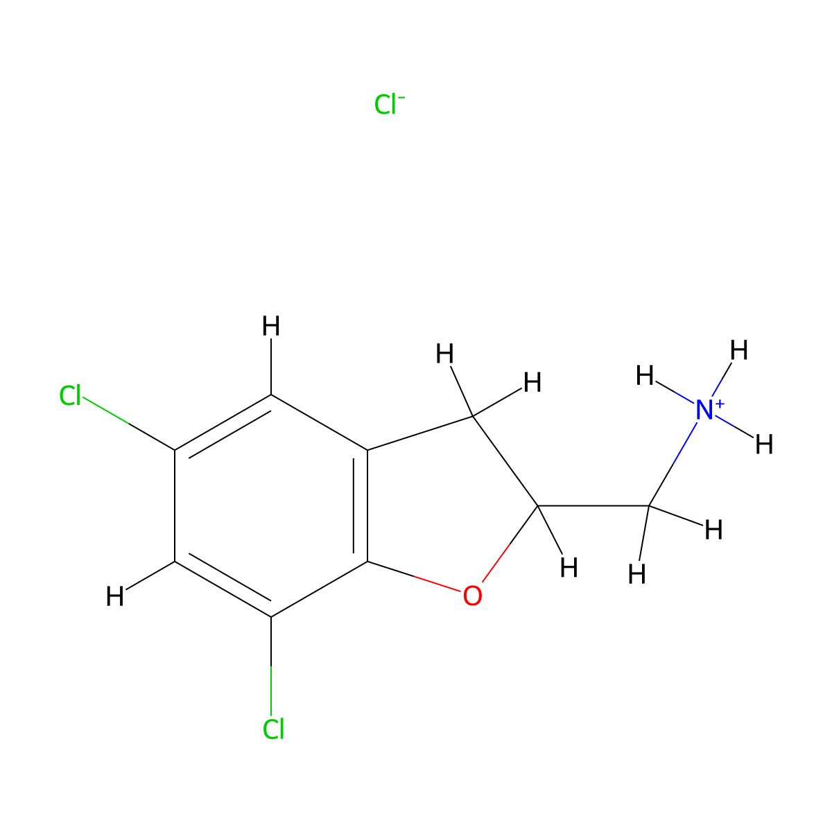 1-(5,7-Dichloro-2,3-dihydro-1-benzofuran-2-yl)methanamine--hydrogen chloride (1/1) molecular structure, CAS 33357-28-7