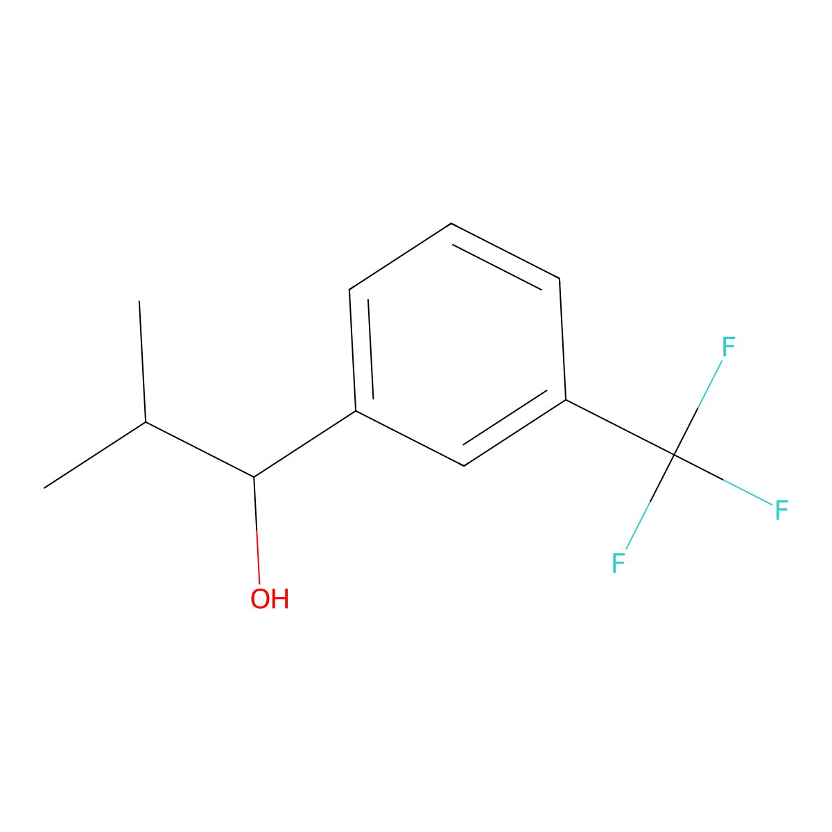 2-Methyl-1-(3-(trifluoromethyl)phenyl)propan-1-ol molecular structure, CAS 33357-66-3