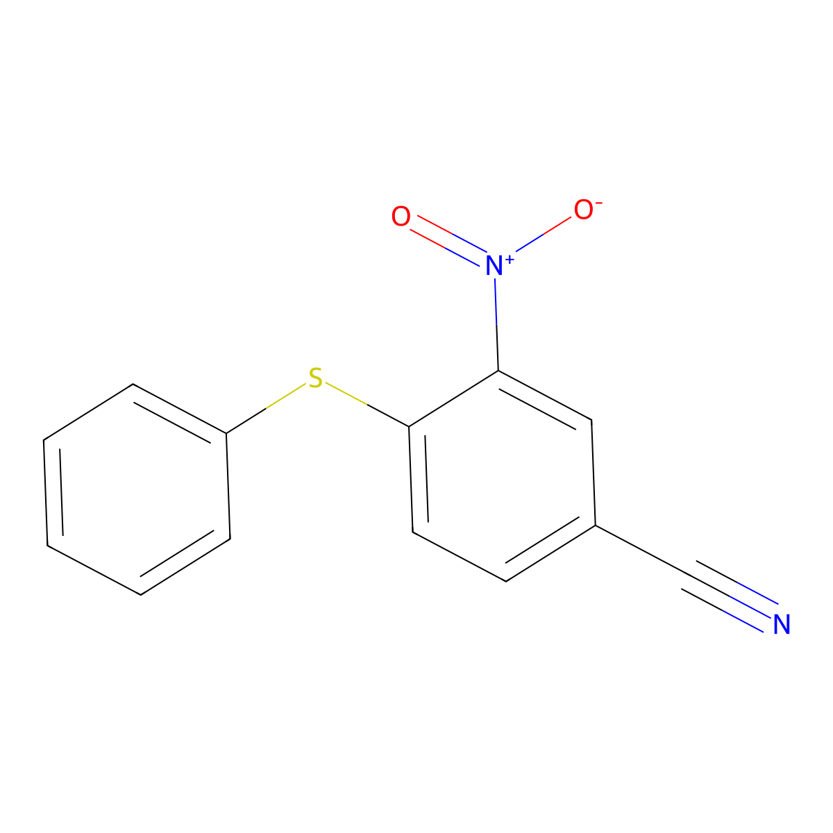 3-Nitro-4-(phenylsulfanyl)benzonitrile molecular structure, CAS 33358-29-1