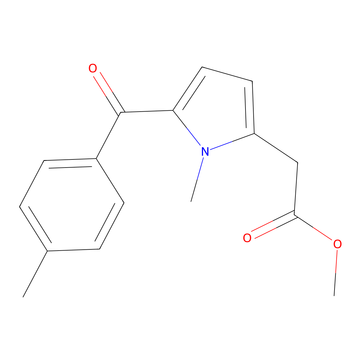Methyl 1-methyl-5-(4-methylbenzoyl)-1H-pyrrole-2-acetate molecular structure, CAS 33369-52-7