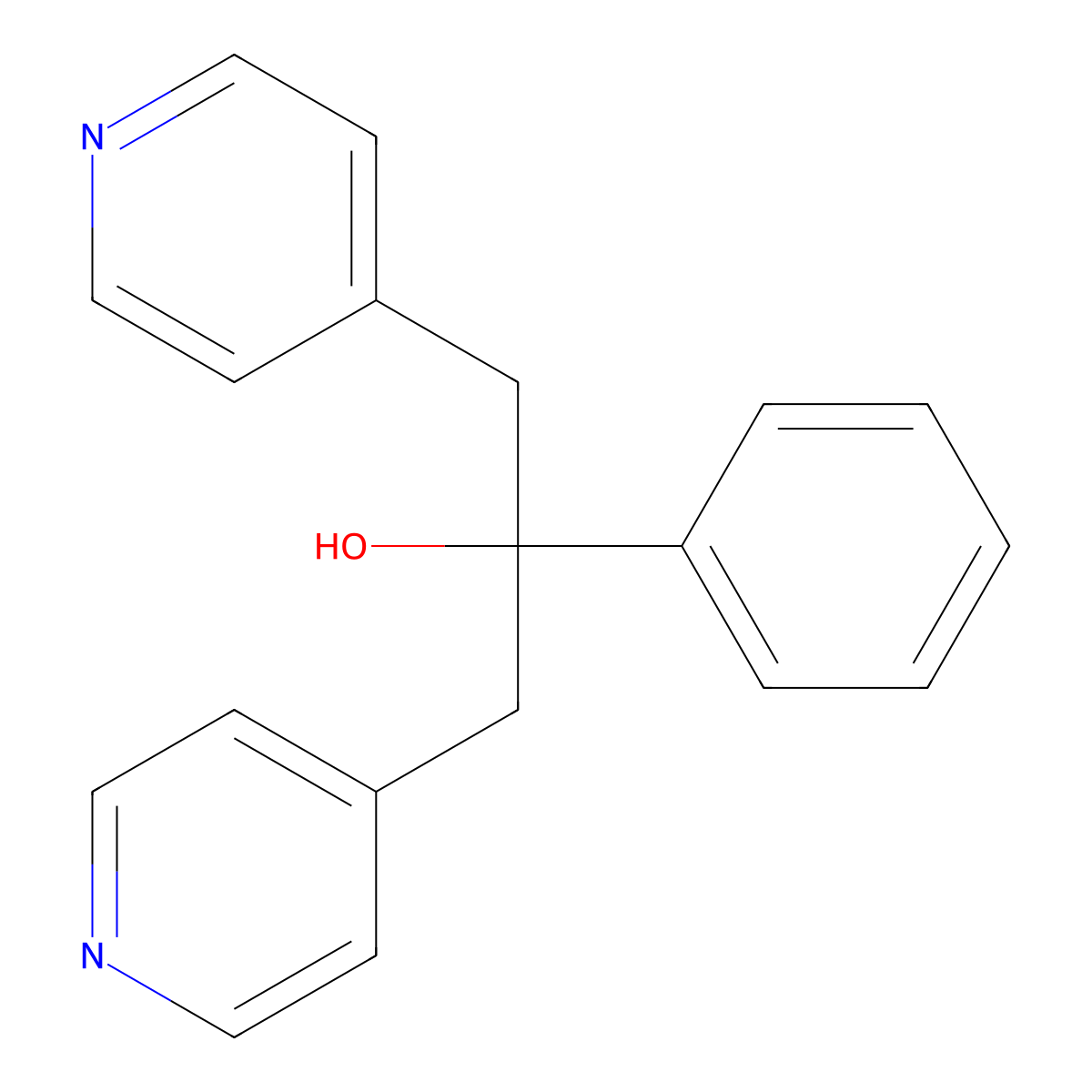 2-Phenyl-1,3-di(4-pyridyl)-2-propanol molecular structure, CAS 3337-46-0