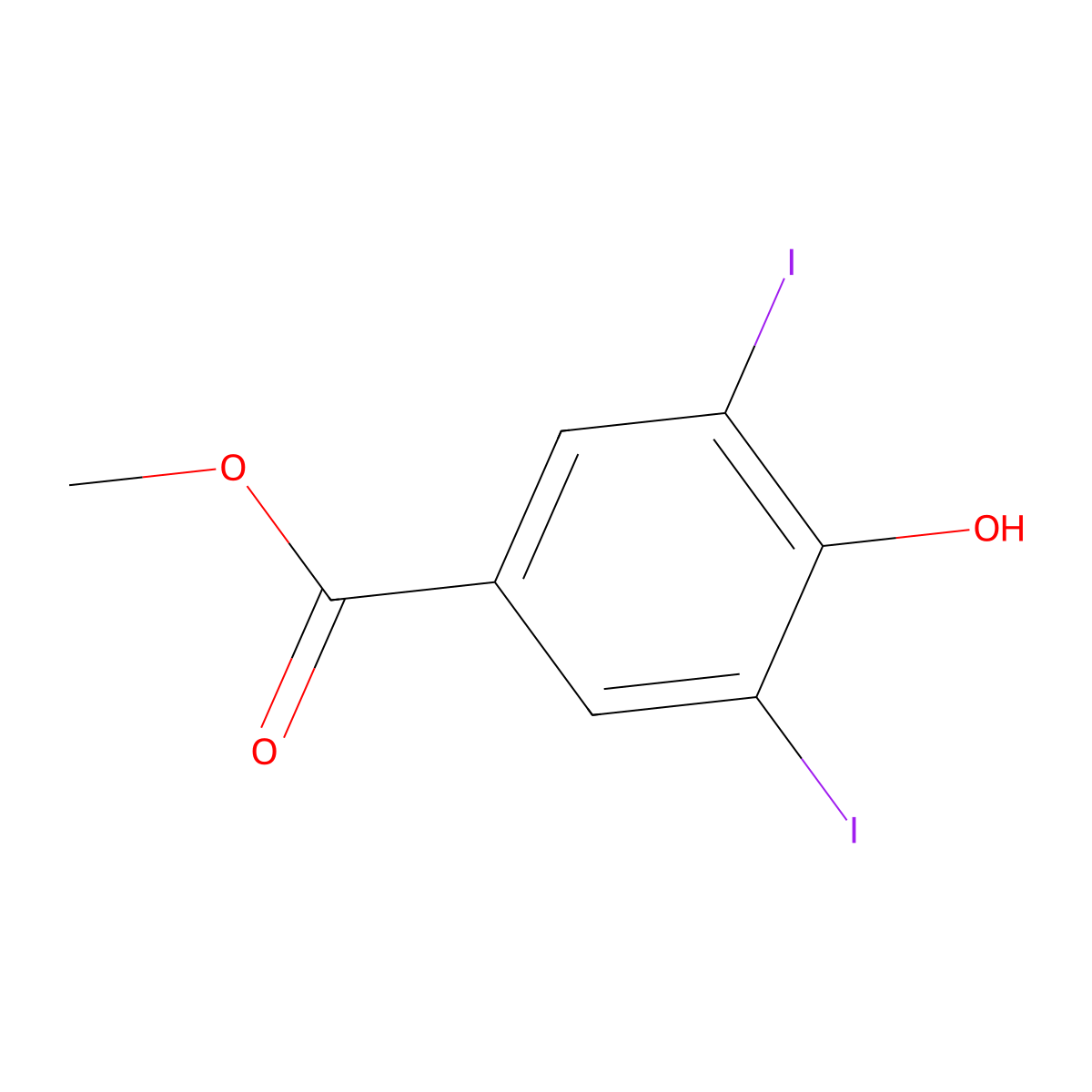 Methyl 4-hydroxy-3,5-diiodobenzoate molecular structure, CAS 3337-66-4