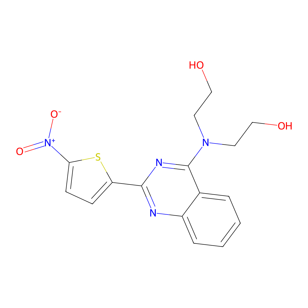4-Bis(2-hydroxyethyl)amino-2-(5-nitro-2-thienyl)quinazoline molecular structure, CAS 33372-39-3
