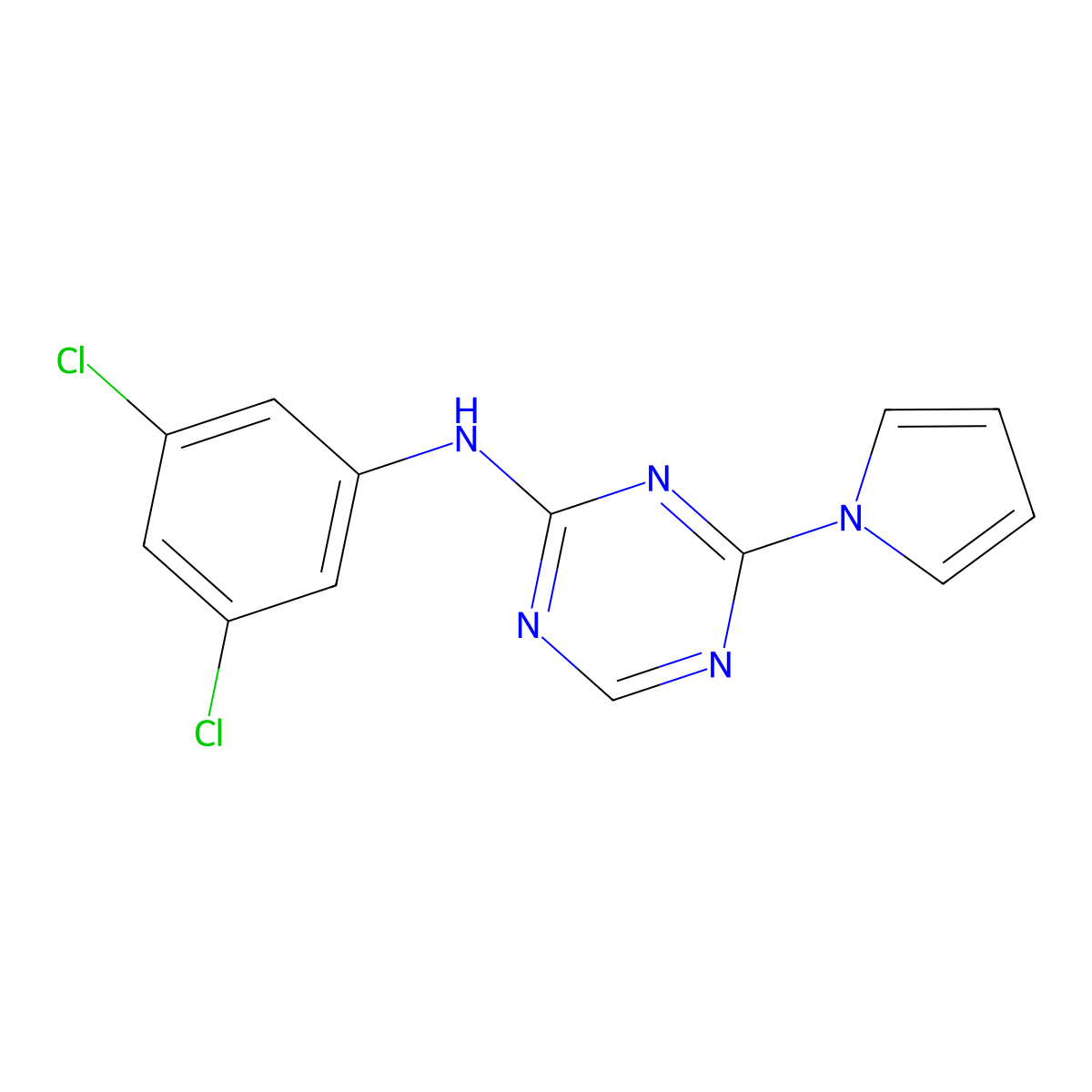 N2-(3,5-dichlorophenyl)-4-(1H-pyrrol-1-yl)-1,3,5-triazin-2-amine molecular structure, CAS 333727-97-2