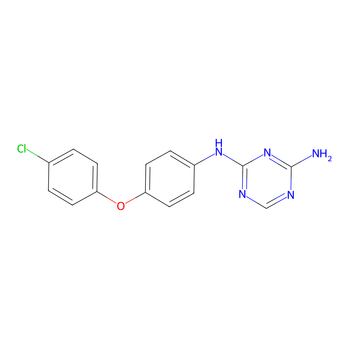 2-N-[4-(4-chlorophenoxy)phenyl]-1,3,5-triazine-2,4-diamine molecular structure, CAS 333735-67-4