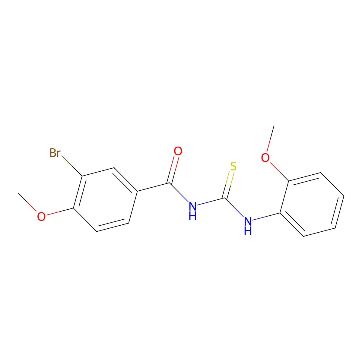 N-(3-bromo-4-methoxybenzoyl)-N'-(2-methoxyphenyl)thiourea molecular structure, CAS 333738-35-5