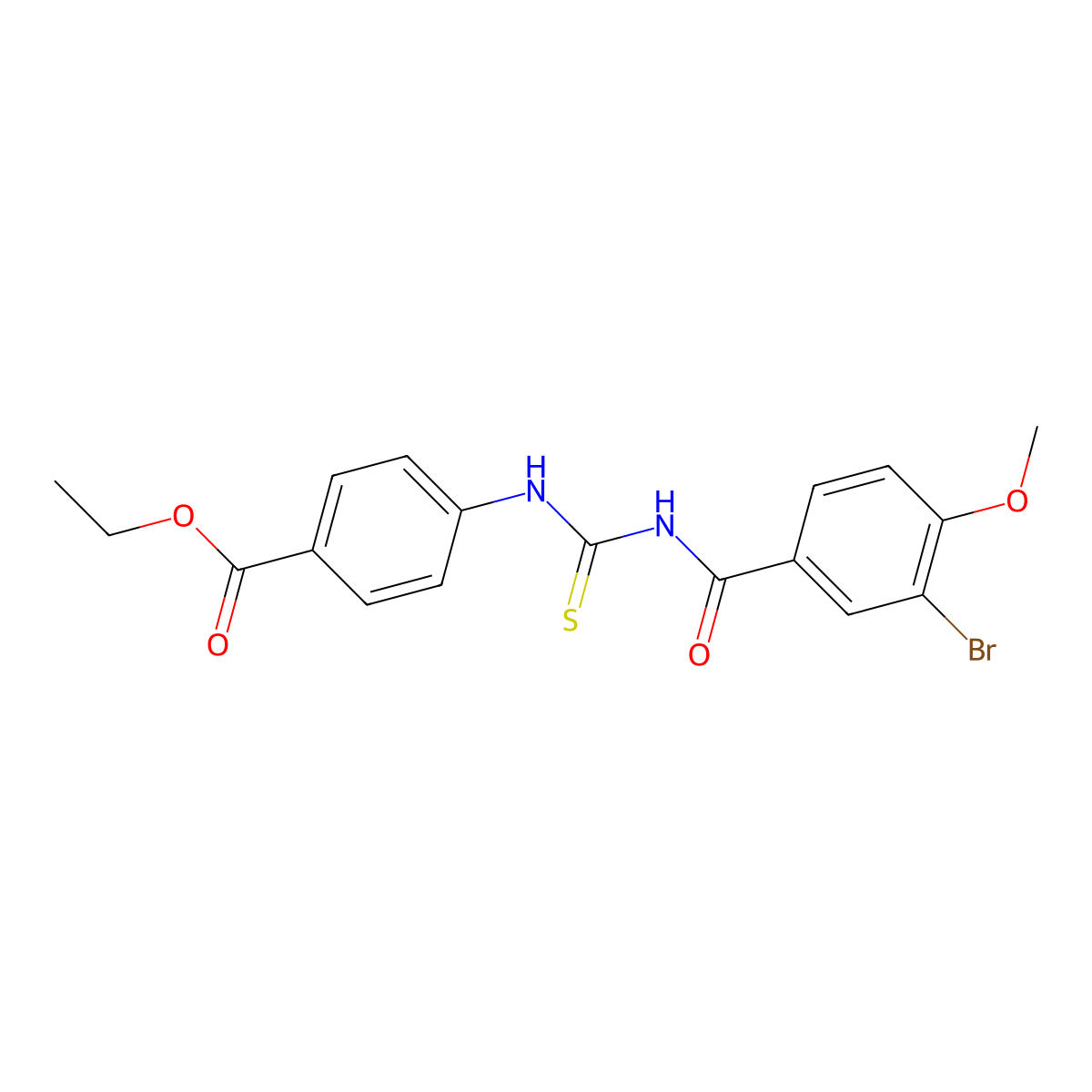 Ethyl 4-({[(3-bromo-4-methoxybenzoyl)amino]carbothioyl}amino)benzoate molecular structure, CAS 333738-51-5