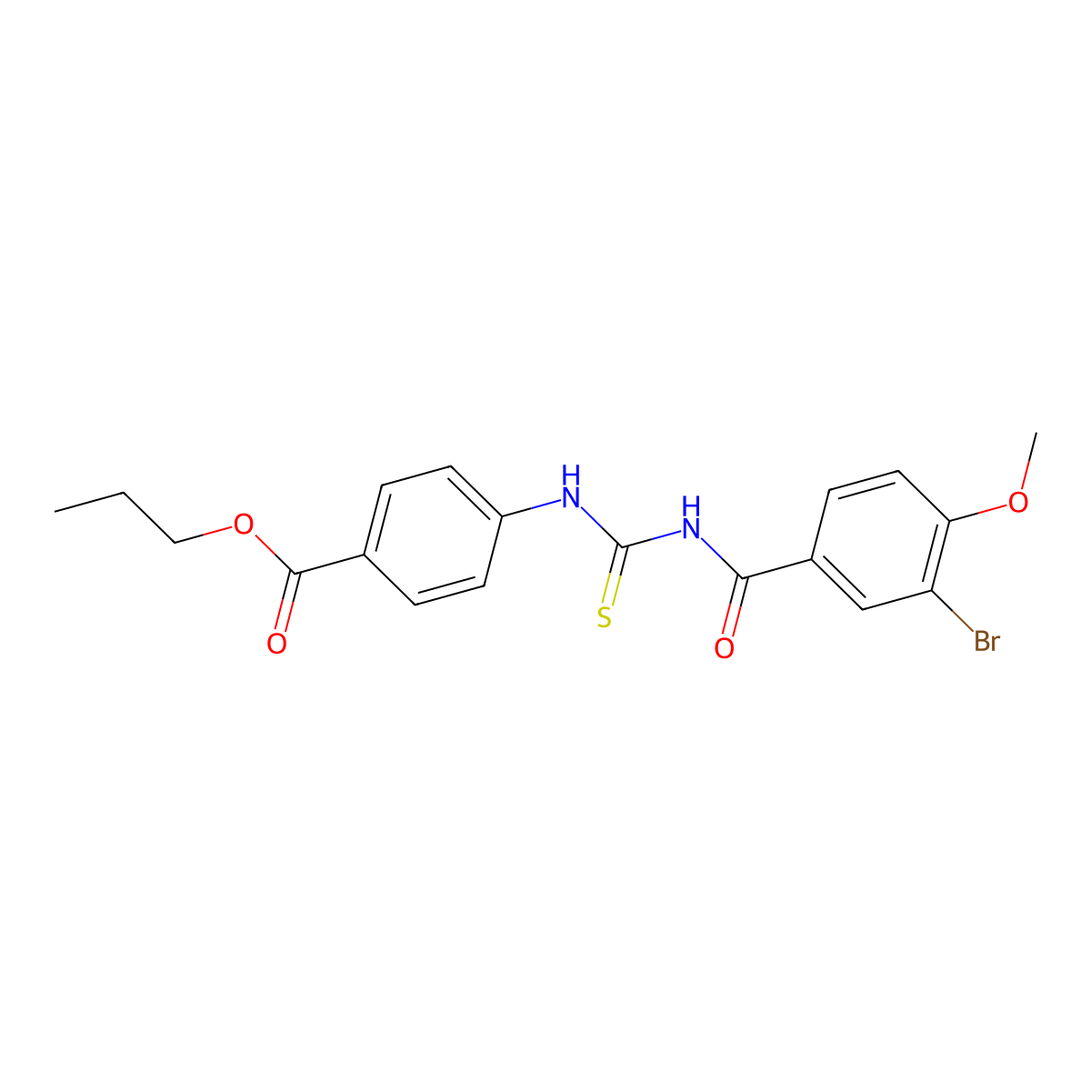 Propyl 4-[(3-bromo-4-methoxybenzoyl)carbamothioylamino]benzoate molecular structure, CAS 333738-52-6