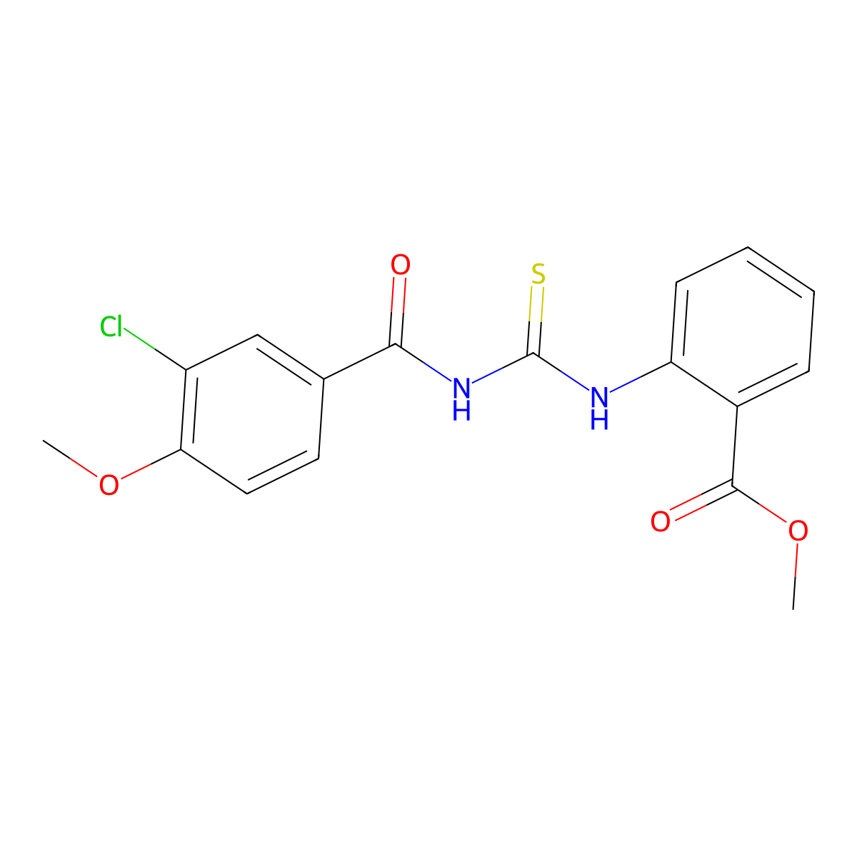 Methyl 2-({[(3-chloro-4-methoxybenzoyl)amino]carbothioyl}amino)benzoate molecular structure, CAS 333738-57-1