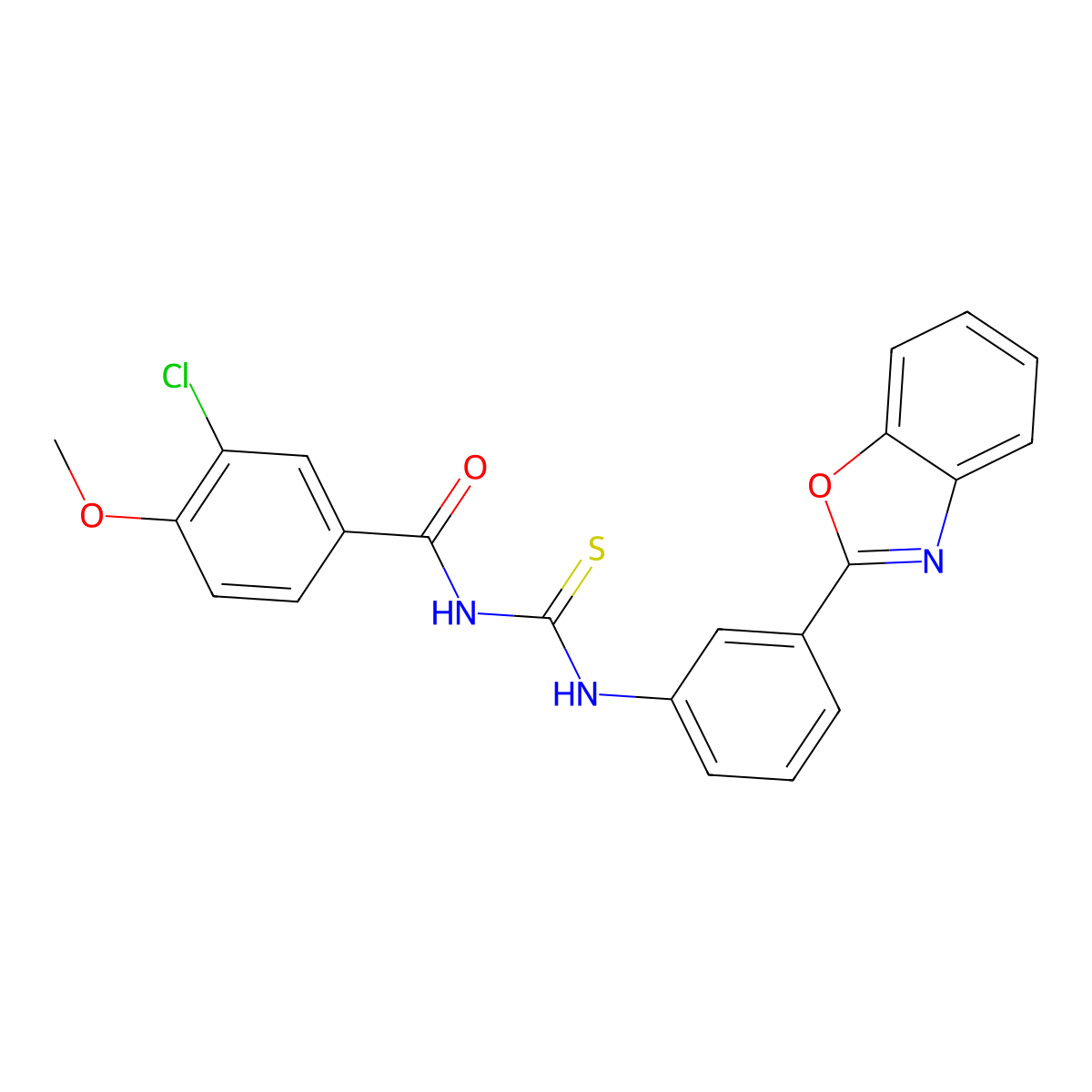 N-[[3-(1,3-benzoxazol-2-yl)phenyl]carbamothioyl]-3-chloro-4-methoxybenzamide molecular structure, CAS 333738-65-1