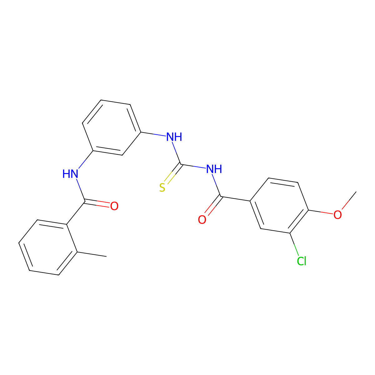 3-chloro-4-methoxy-N-[(3-{[(2-methylphenyl)carbonyl]amino}phenyl)carbamothioyl]benzamide molecular structure, CAS 333738-73-1