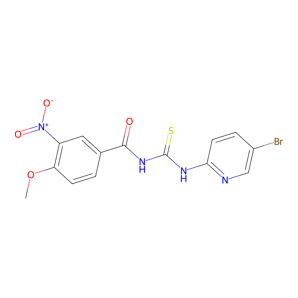 N-[(5-bromopyridin-2-yl)carbamothioyl]-4-methoxy-3-nitrobenzamide molecular structure, CAS 333739-00-7