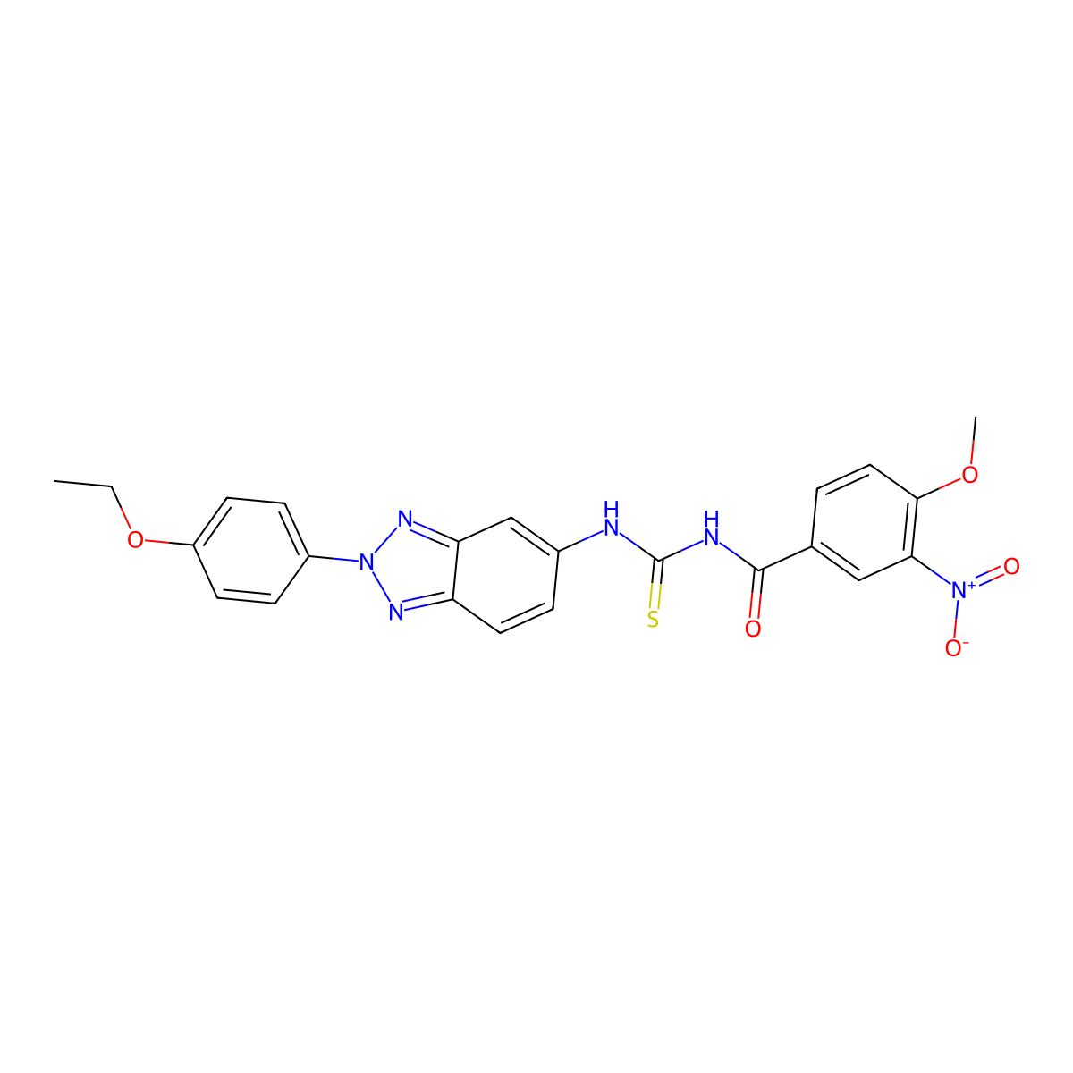 N-[[2-(4-ethoxyphenyl)benzotriazol-5-yl]carbamothioyl]-4-methoxy-3-nitrobenzamide molecular structure, CAS 333739-03-0