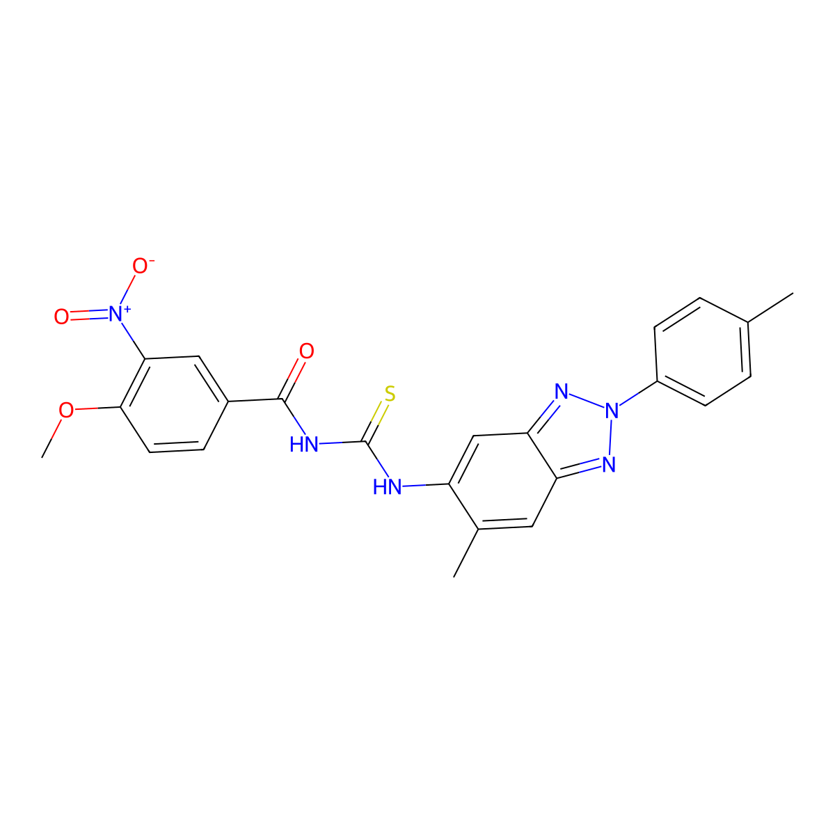 4-methoxy-N-[[6-methyl-2-(4-methylphenyl)benzotriazol-5-yl]carbamothioyl]-3-nitrobenzamide molecular structure, CAS 333739-04-1