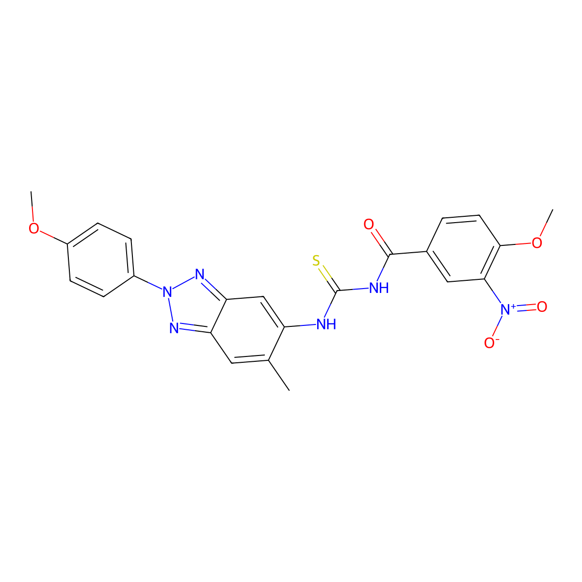 4-methoxy-N-[[2-(4-methoxyphenyl)-6-methylbenzotriazol-5-yl]carbamothioyl]-3-nitrobenzamide molecular structure, CAS 333739-05-2