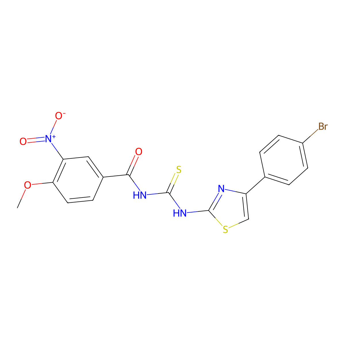 N-[[4-(4-bromophenyl)-1,3-thiazol-2-yl]carbamothioyl]-4-methoxy-3-nitrobenzamide molecular structure, CAS 333739-07-4