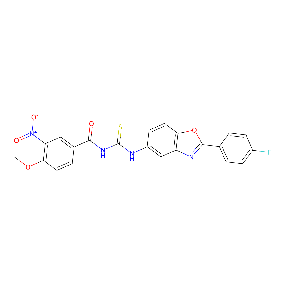 N-[[2-(4-fluorophenyl)-1,3-benzoxazol-5-yl]carbamothioyl]-4-methoxy-3-nitrobenzamide molecular structure, CAS 333739-09-6