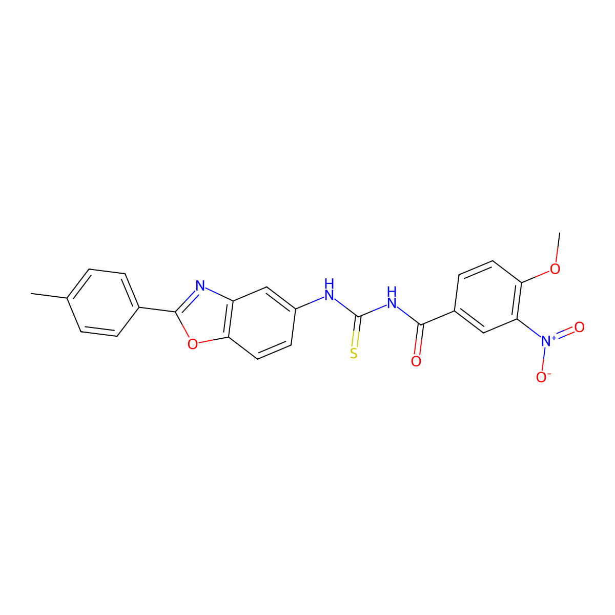 4-methoxy-N-[[2-(4-methylphenyl)-1,3-benzoxazol-5-yl]carbamothioyl]-3-nitrobenzamide molecular structure, CAS 333739-10-9