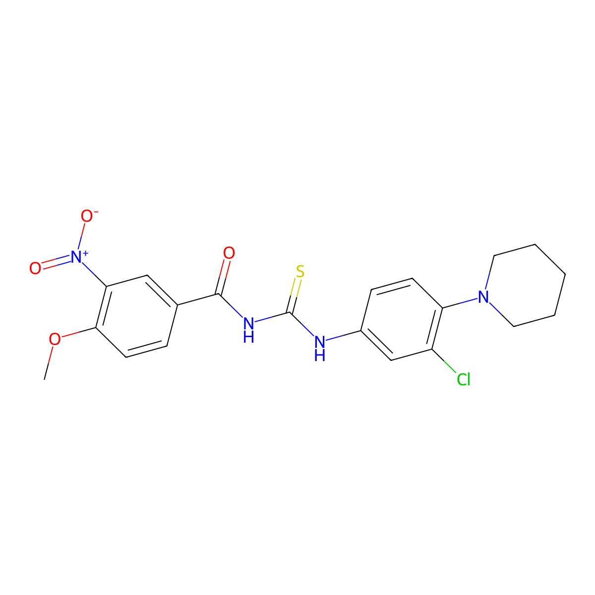 N-[(3-chloro-4-piperidin-1-ylphenyl)carbamothioyl]-4-methoxy-3-nitrobenzamide molecular structure, CAS 333739-12-1
