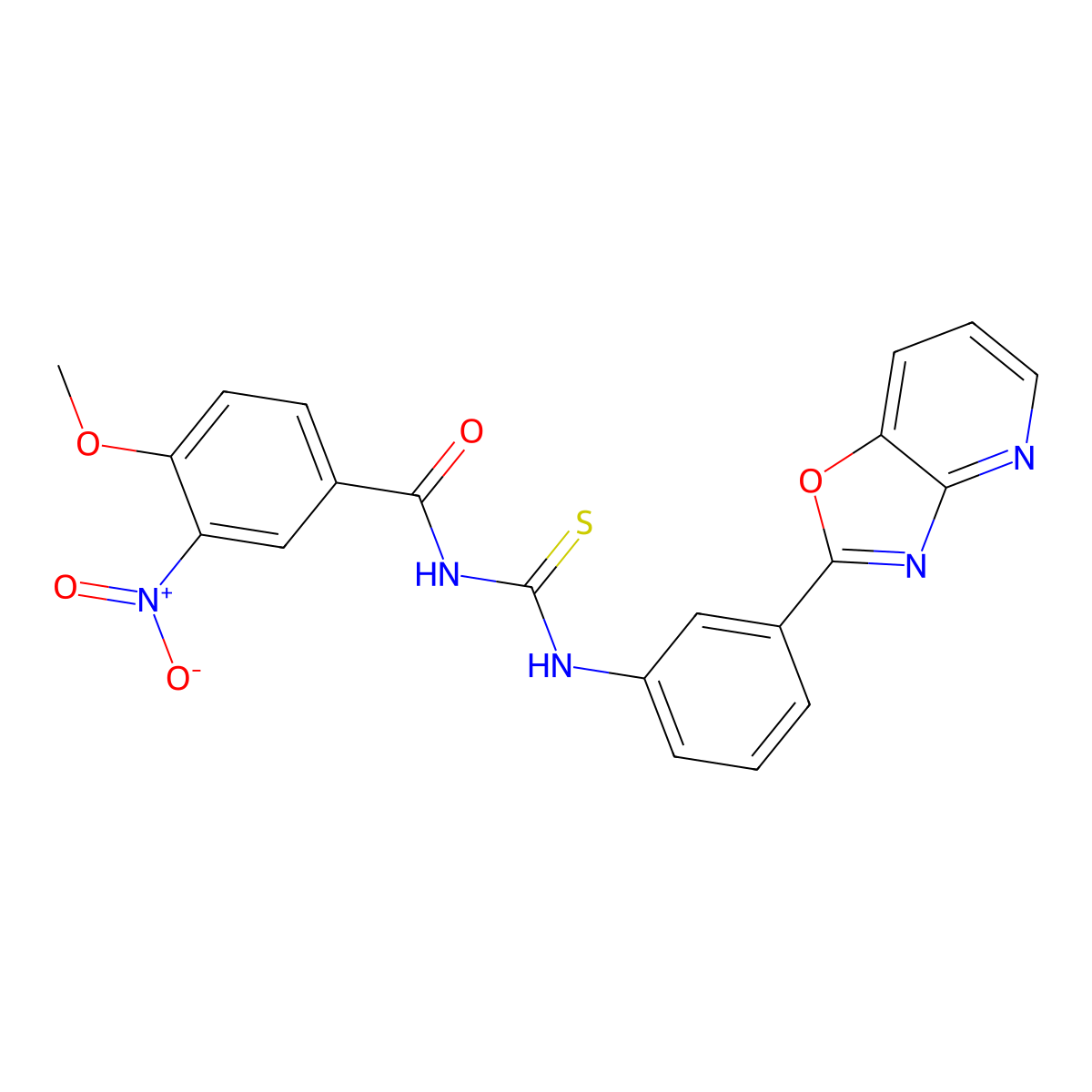 4-methoxy-3-nitro-N-[[3-([1,3]oxazolo[4,5-b]pyridin-2-yl)phenyl]carbamothioyl]benzamide molecular structure, CAS 333739-13-2
