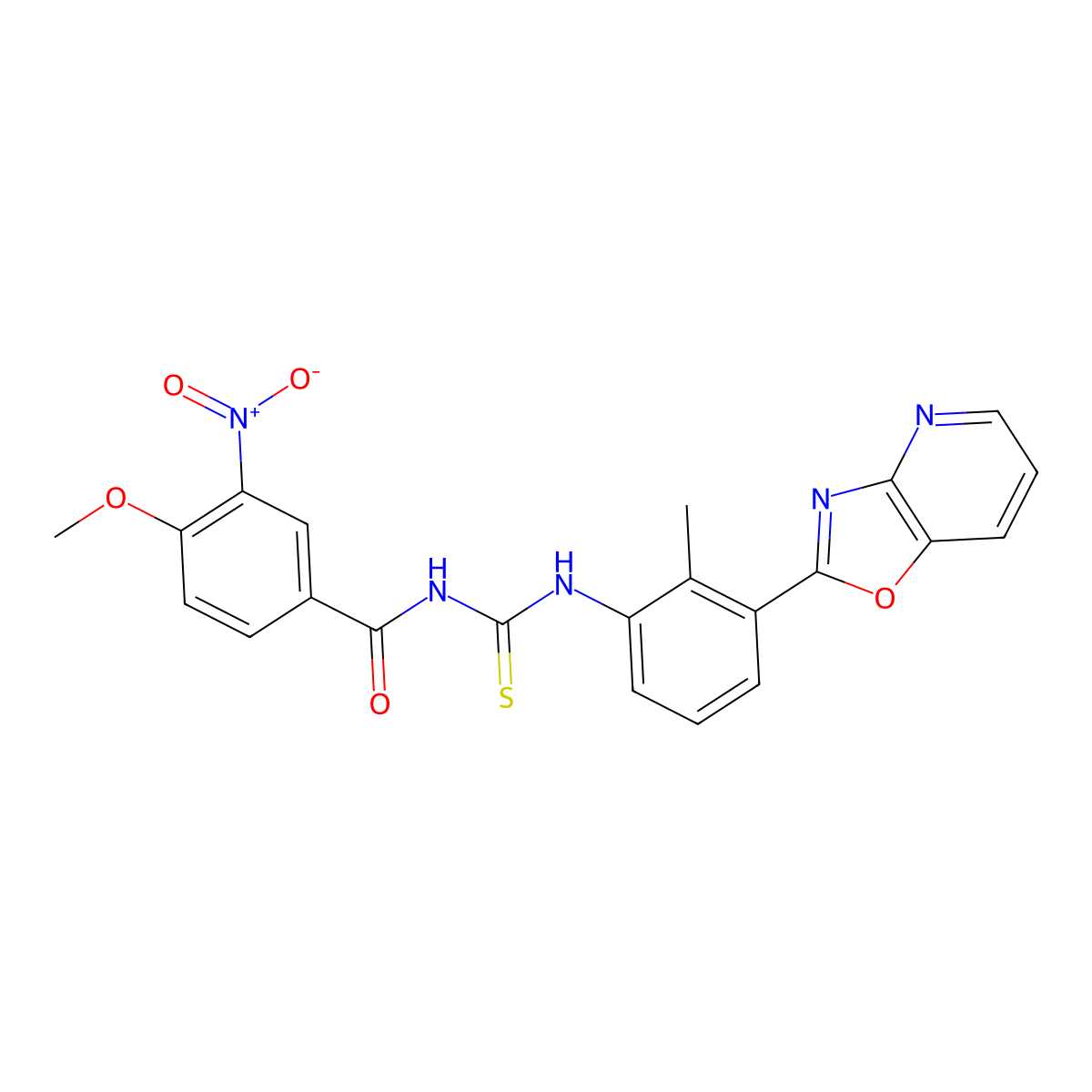 4-methoxy-N-[[2-methyl-3-([1,3]oxazolo[4,5-b]pyridin-2-yl)phenyl]carbamothioyl]-3-nitrobenzamide molecular structure, CAS 333739-15-4