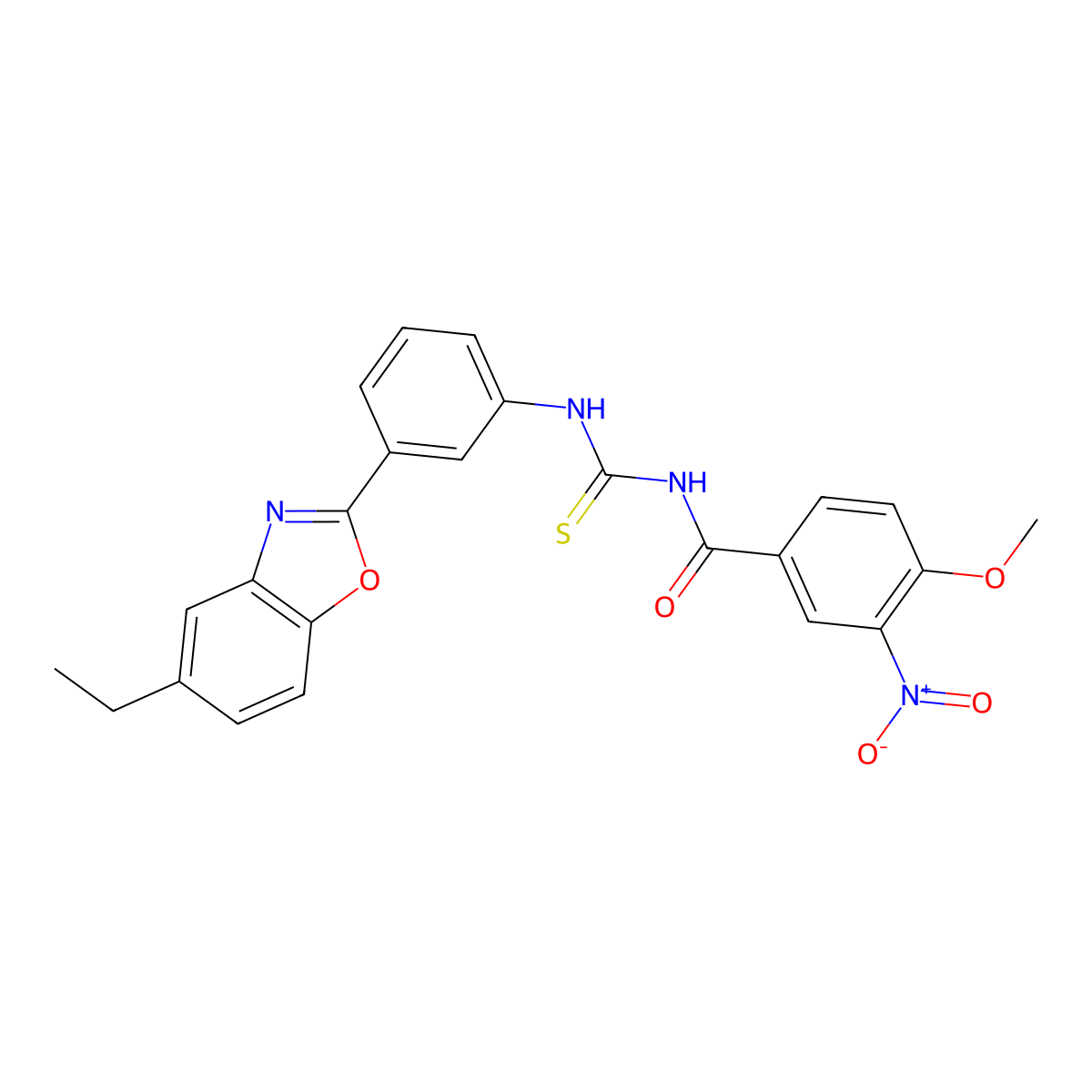 N-[[3-(5-ethyl-1,3-benzoxazol-2-yl)phenyl]carbamothioyl]-4-methoxy-3-nitrobenzamide molecular structure, CAS 333739-17-6