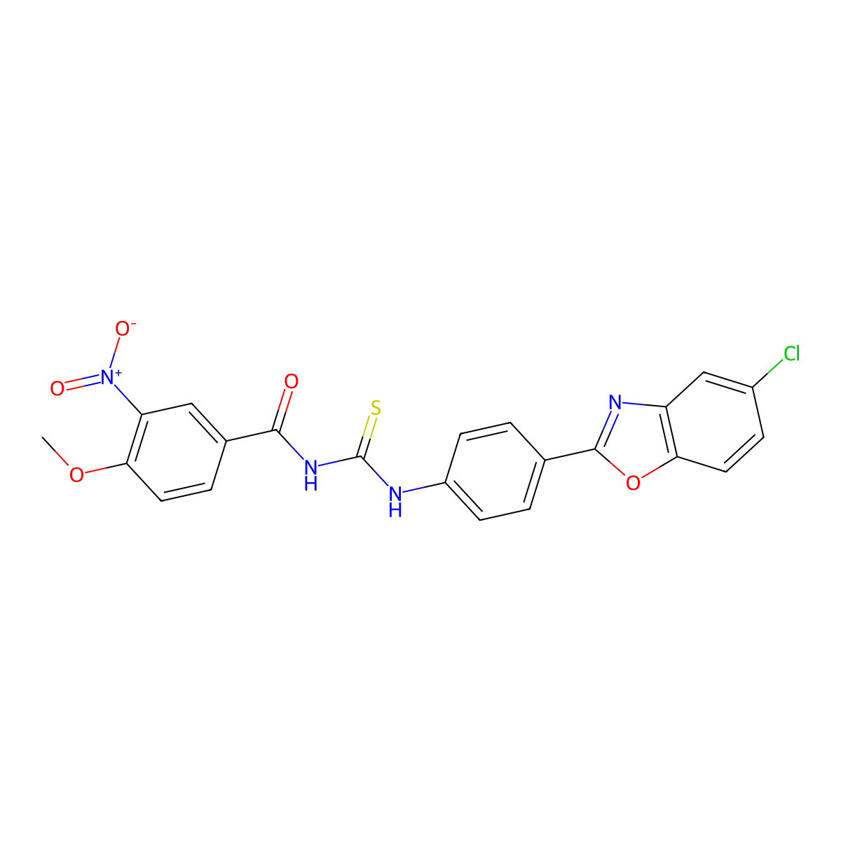 N-[[4-(5-chloro-1,3-benzoxazol-2-yl)phenyl]carbamothioyl]-4-methoxy-3-nitrobenzamide molecular structure, CAS 333739-22-3