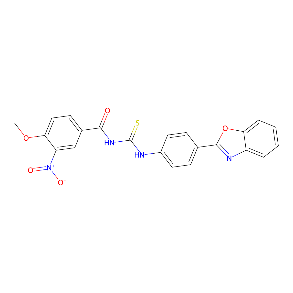 N-[[4-(1,3-benzoxazol-2-yl)phenyl]carbamothioyl]-4-methoxy-3-nitrobenzamide molecular structure, CAS 333739-23-4