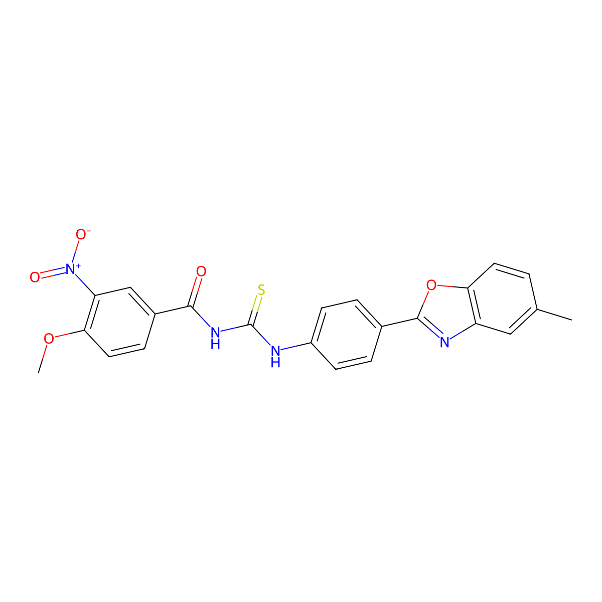 4-methoxy-N-[[4-(5-methyl-1,3-benzoxazol-2-yl)phenyl]carbamothioyl]-3-nitrobenzamide molecular structure, CAS 333739-24-5