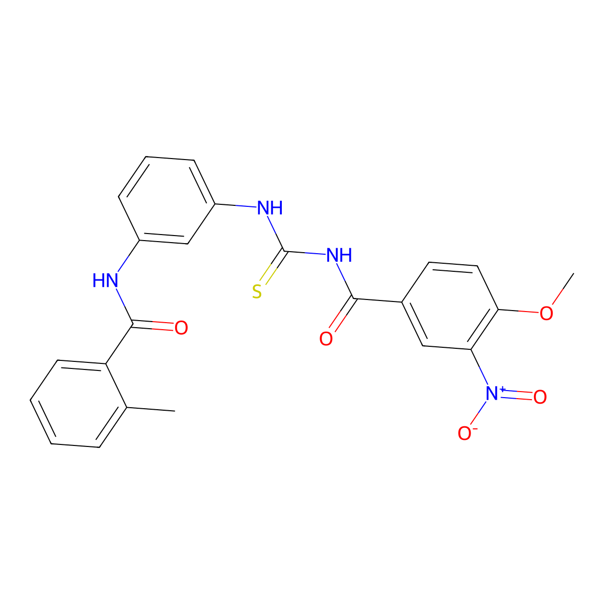 4-methoxy-N-[[3-[(2-methylbenzoyl)amino]phenyl]carbamothioyl]-3-nitrobenzamide molecular structure, CAS 333739-27-8