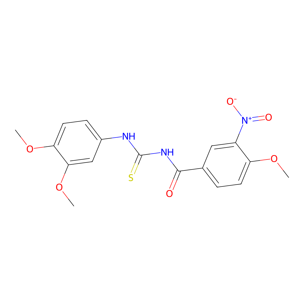 N-[(3,4-dimethoxyphenyl)carbamothioyl]-4-methoxy-3-nitrobenzamide molecular structure, CAS 333739-34-7