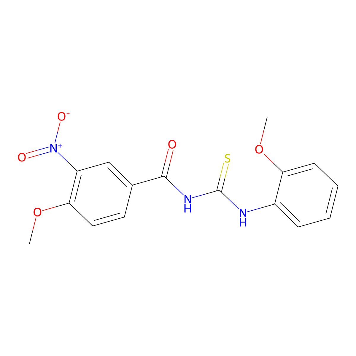 N-{3-nitro-4-methoxybenzoyl}-N'-(2-methoxyphenyl)thiourea molecular structure, CAS 333739-38-1