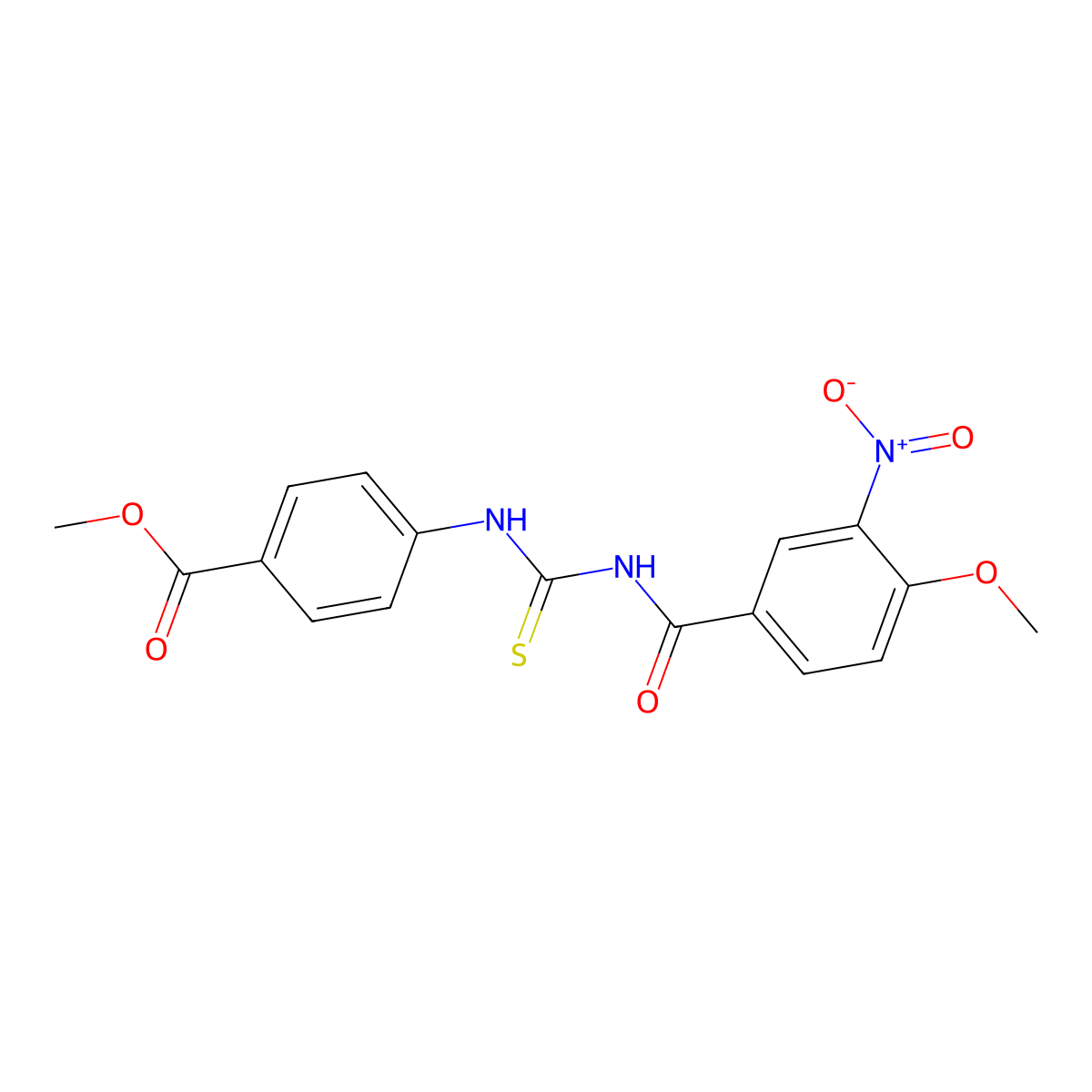 Methyl 4-({[(4-methoxy-3-nitrophenyl)carbonyl]carbamothioyl}amino)benzoate molecular structure, CAS 333739-53-0