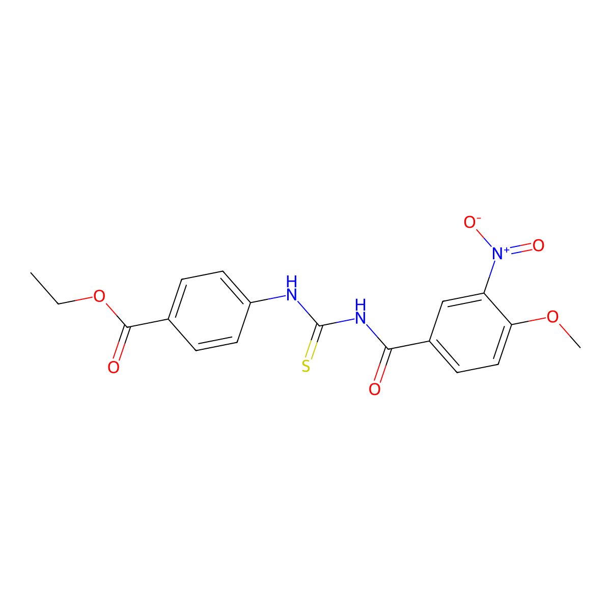 Ethyl 4-({[(4-methoxy-3-nitrophenyl)carbonyl]carbamothioyl}amino)benzoate molecular structure, CAS 333739-54-1