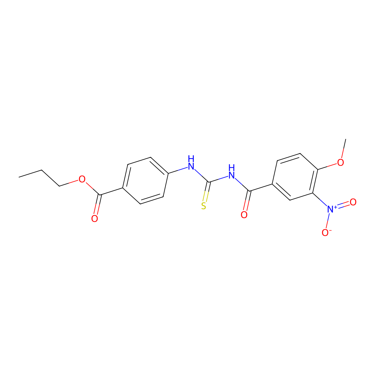 Propyl 4-({[(4-methoxy-3-nitrophenyl)carbonyl]carbamothioyl}amino)benzoate molecular structure, CAS 333739-55-2