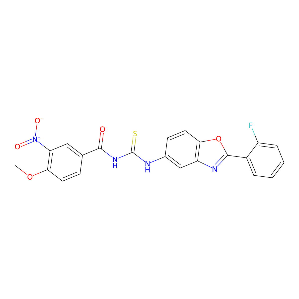 N-[[2-(2-fluorophenyl)-1,3-benzoxazol-5-yl]carbamothioyl]-4-methoxy-3-nitrobenzamide molecular structure, CAS 333739-56-3