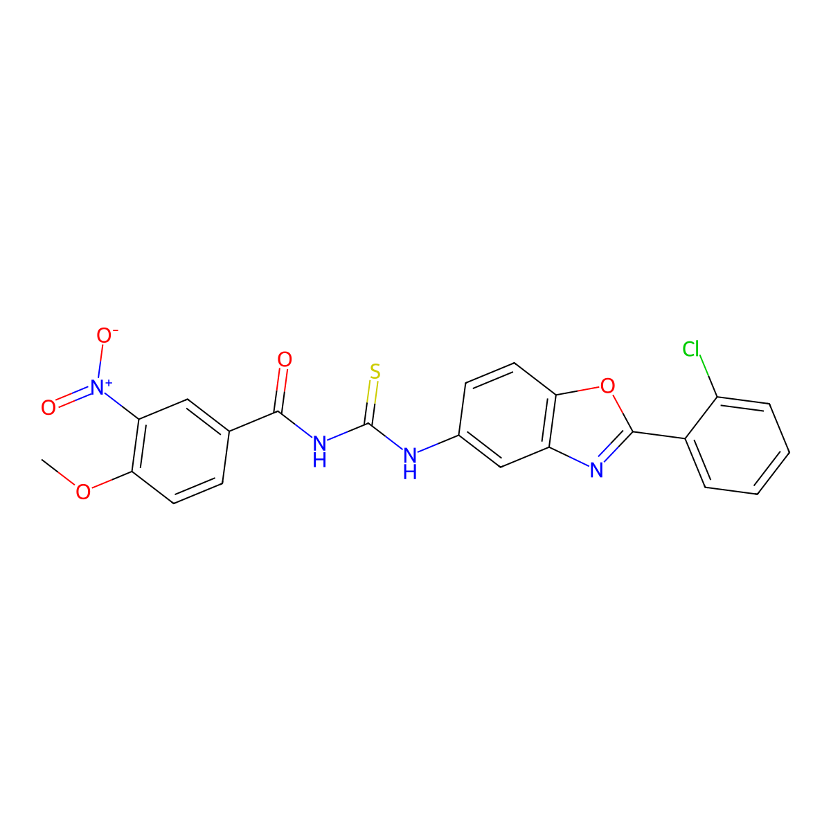 N-[[2-(2-chlorophenyl)-1,3-benzoxazol-5-yl]carbamothioyl]-4-methoxy-3-nitrobenzamide molecular structure, CAS 333739-57-4