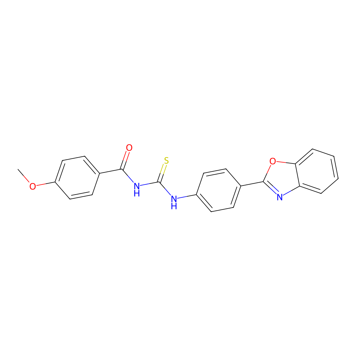 N-[[4-(1,3-benzoxazol-2-yl)phenyl]carbamothioyl]-4-methoxybenzamide molecular structure, CAS 333739-86-9