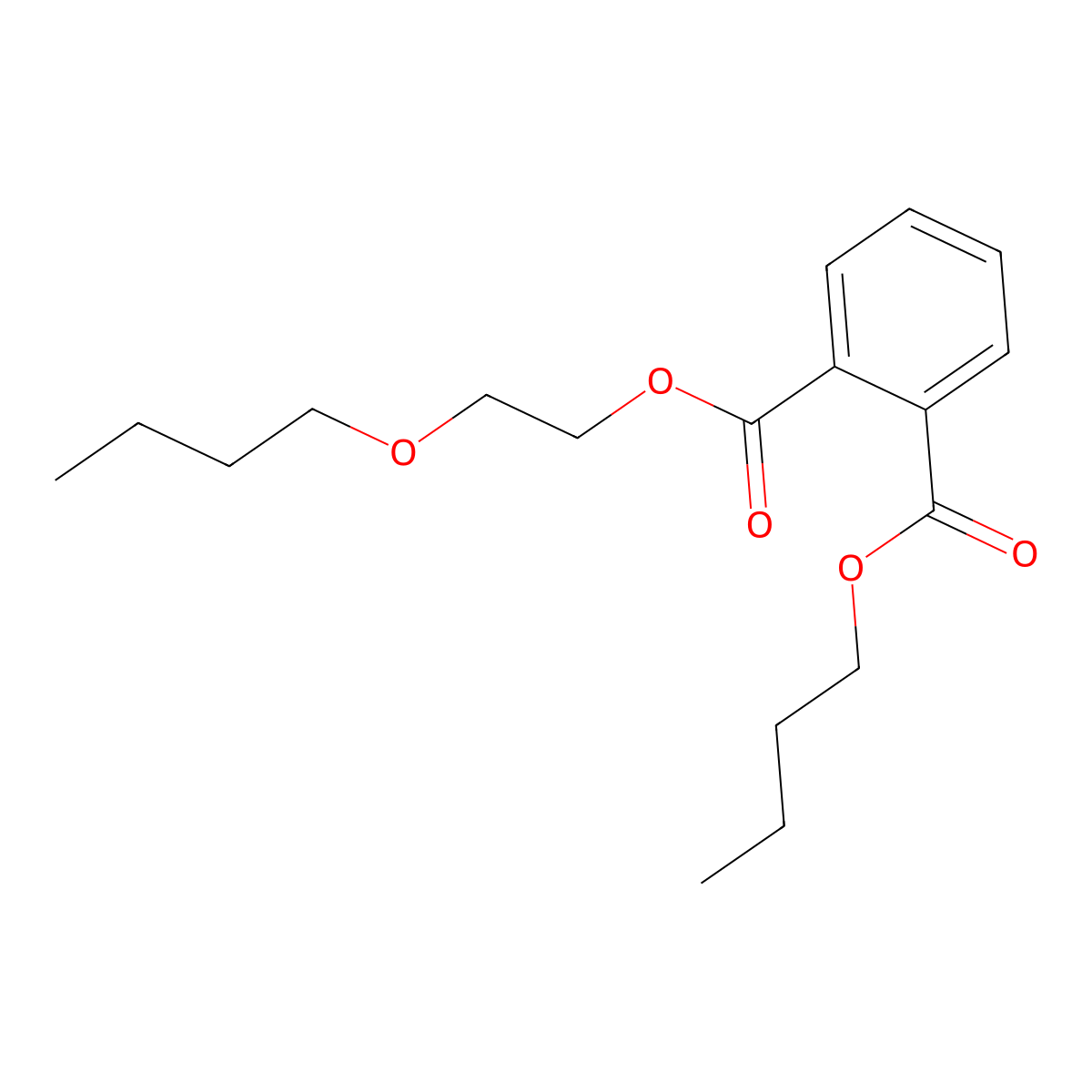 Butoxyethyl butyl phthalate molecular structure, CAS 33374-28-6