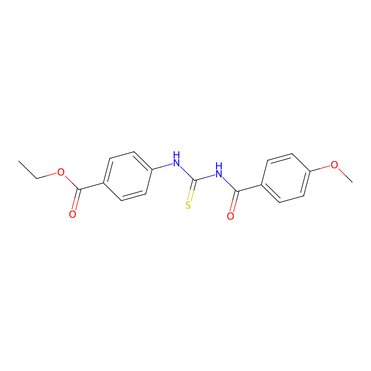 Ethyl 4-({[(4-methoxybenzoyl)amino]carbothioyl}amino)benzoate molecular structure, CAS 333740-04-8