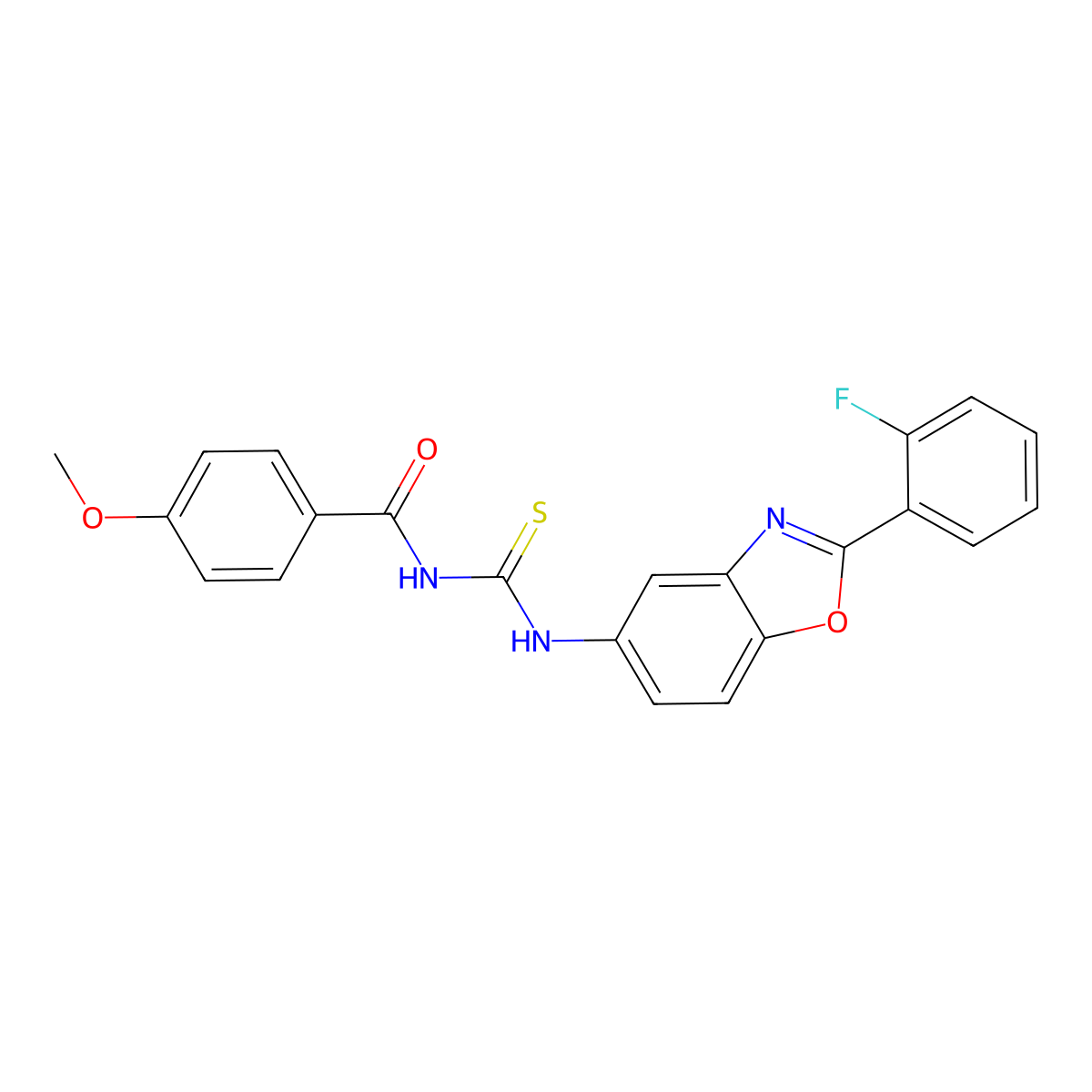 N-[[2-(2-fluorophenyl)-1,3-benzoxazol-5-yl]carbamothioyl]-4-methoxybenzamide molecular structure, CAS 333740-07-1