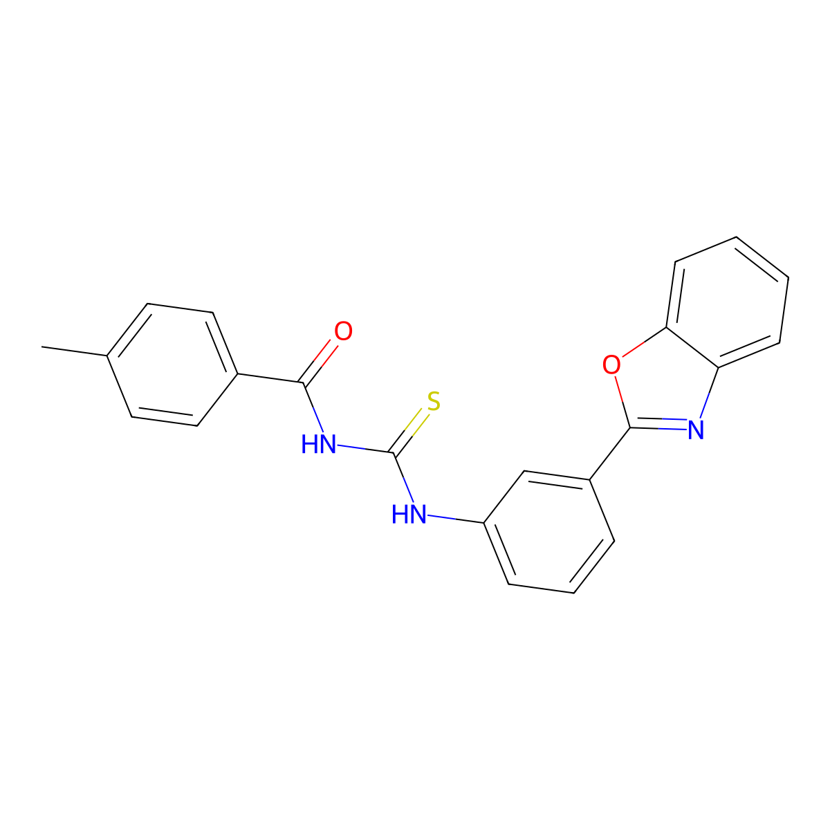 1-(3-Benzooxazol-2-yl-phenyl)-3-(4-methyl-benzoyl)-thiourea molecular structure, CAS 333740-12-8