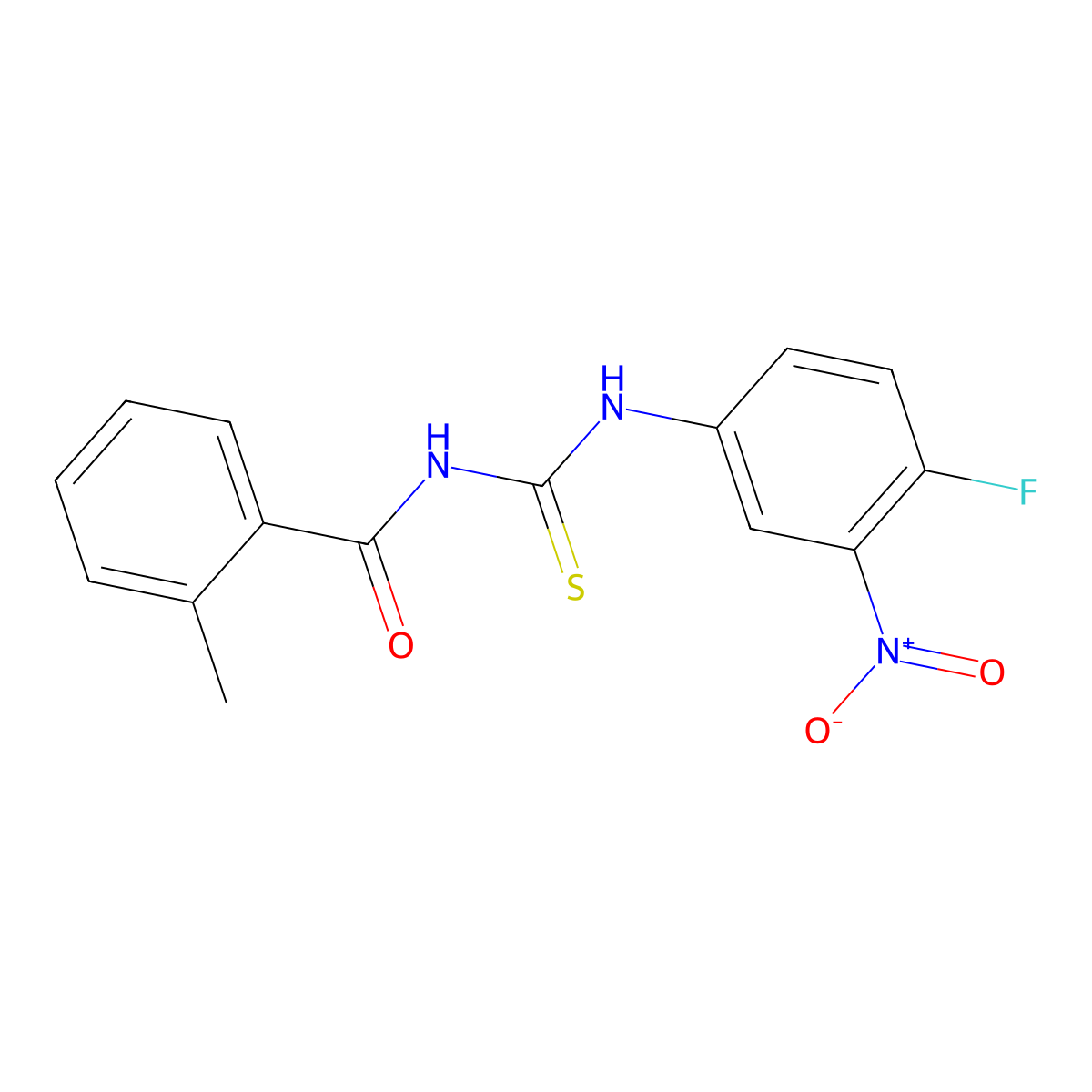 N-[(4-fluoro-3-nitrophenyl)carbamothioyl]-2-methylbenzamide molecular structure, CAS 333740-36-6