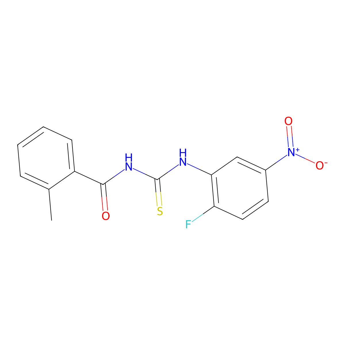 N-[(2-fluoro-5-nitrophenyl)carbamothioyl]-2-methylbenzamide molecular structure, CAS 333740-37-7
